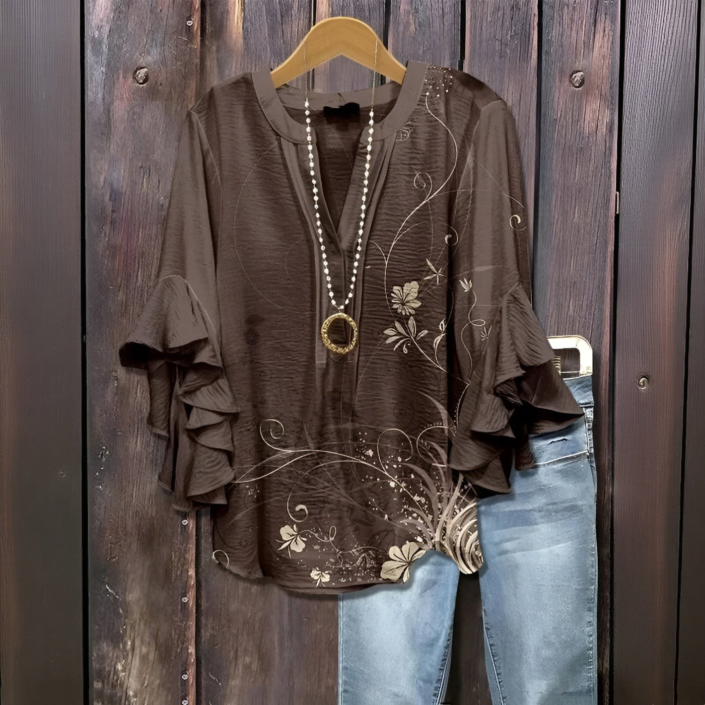 Nyaira – Let bluse med flæseærmer